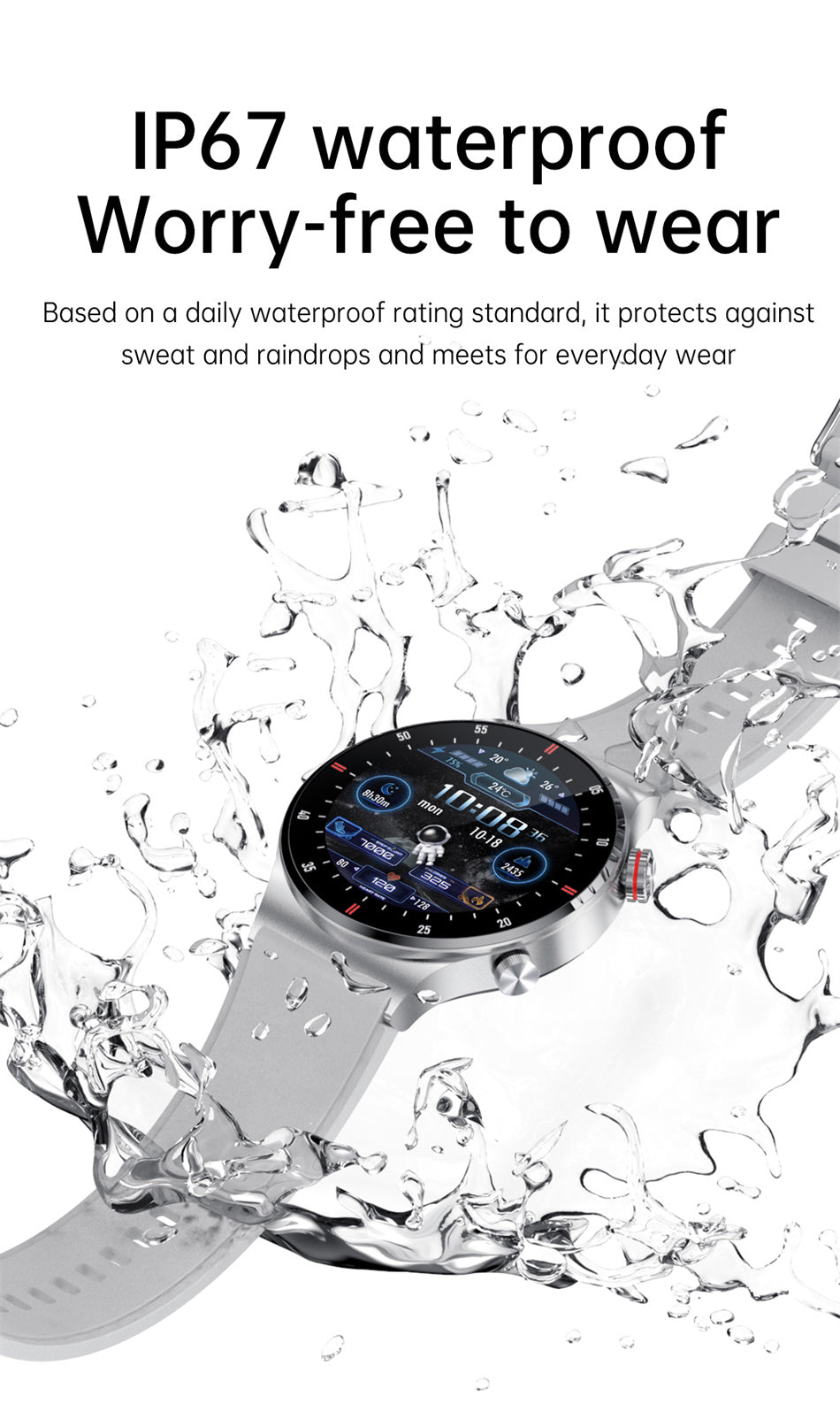 Men's Bluetooth Smart Watch Sports Fitness Tracker Waterproof  Large HD screen