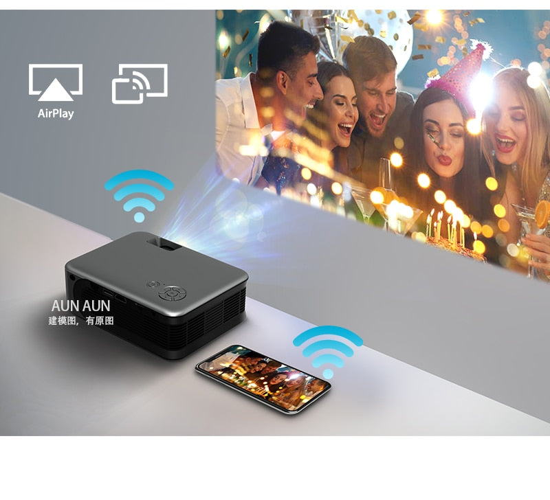 Mini Projector Smart TV WIFI Portable Home Theater Cinema Sync Android Phone Beamer LED Projectors for 4k Movie