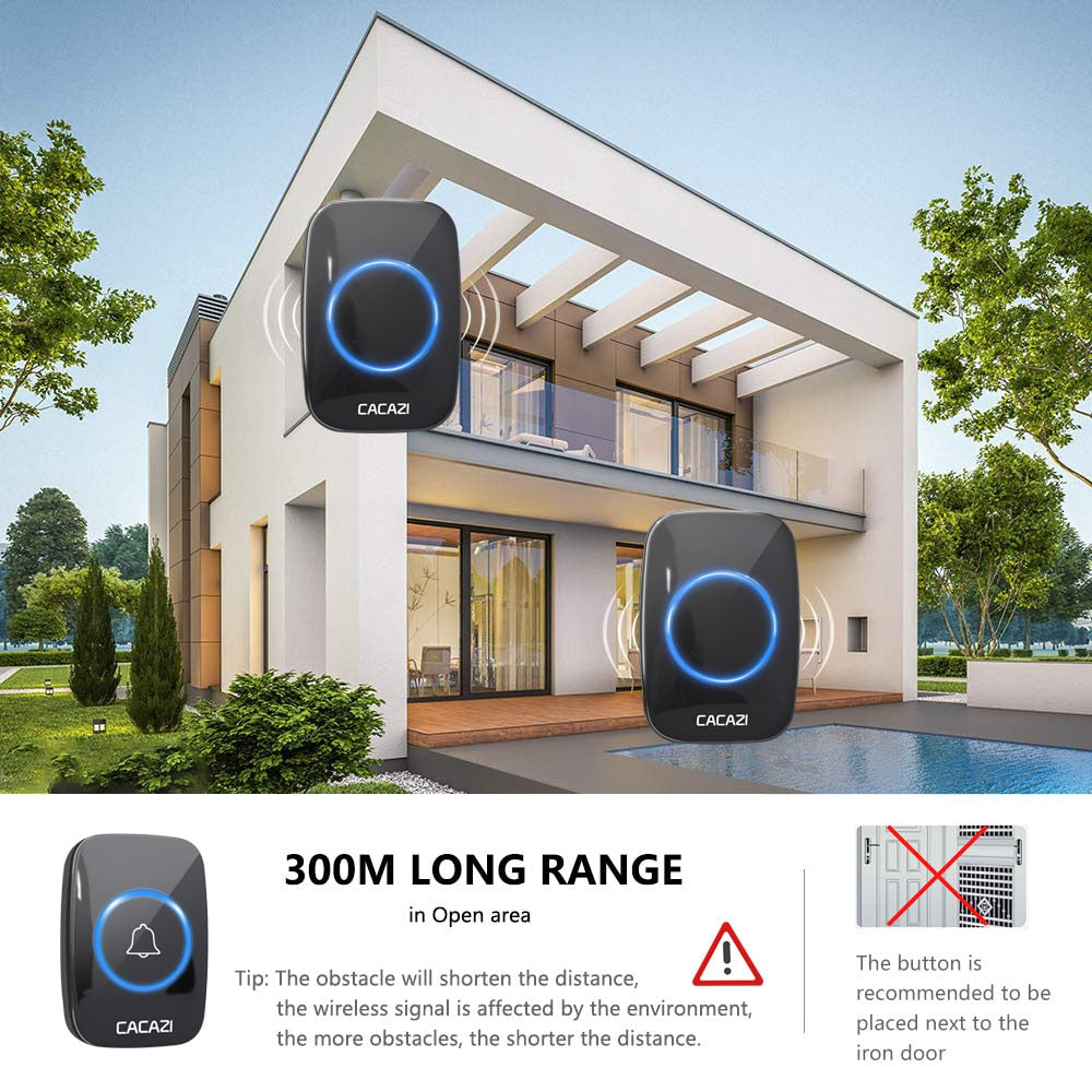 Wireless Doorbell Waterproof Remote control Door Bell 300 meters EU AU UK US Plug Smart Door Bell