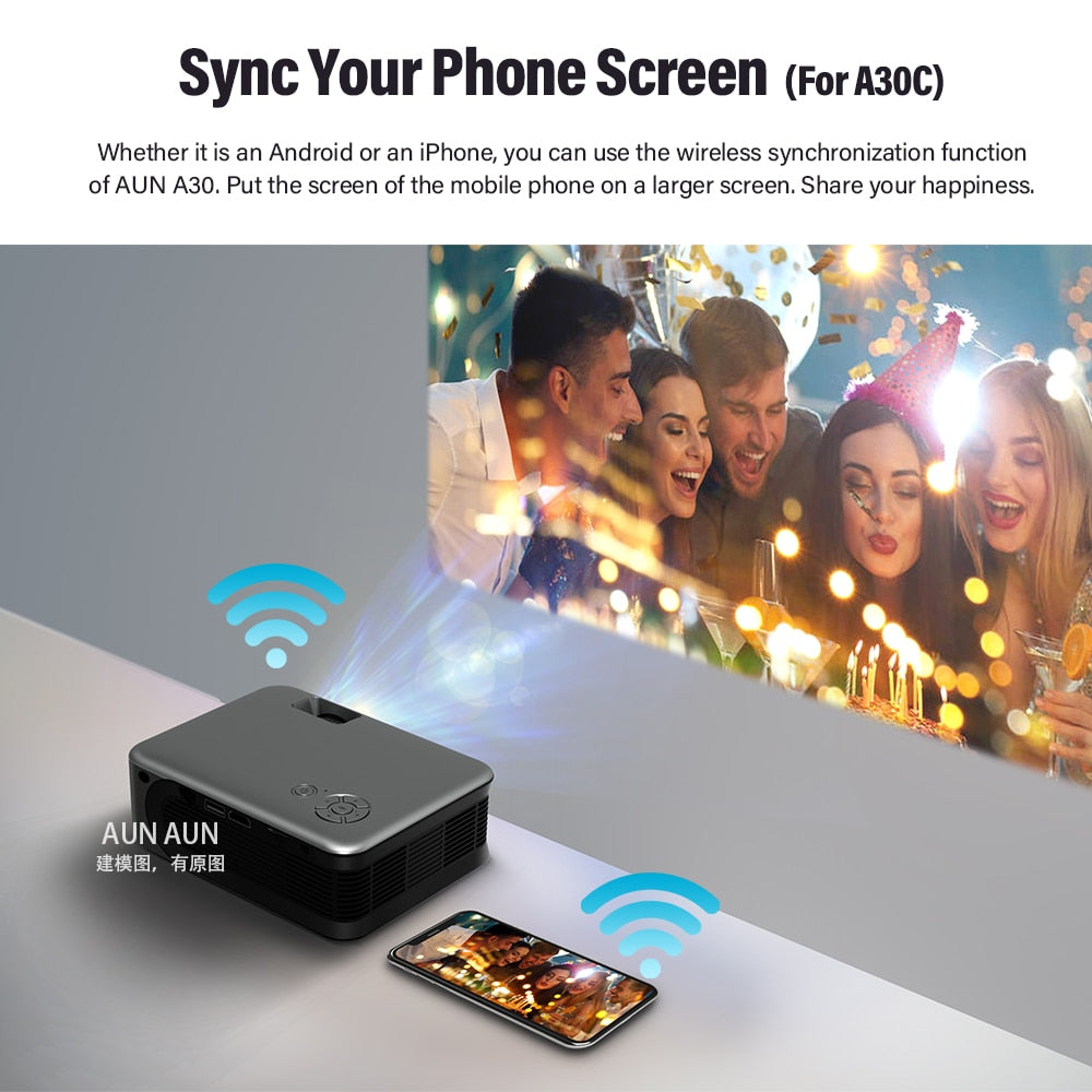 Mini Projector Smart TV WIFI Portable Home Theater Cinema Sync Android Phone Beamer LED Projectors for 4k Movie