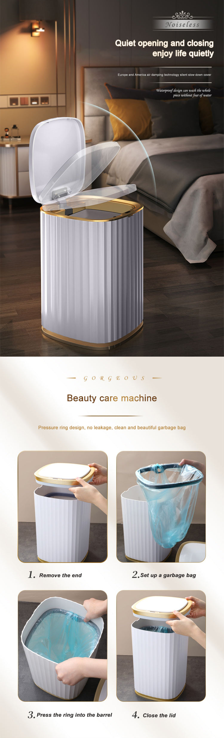 Smart Sensor Garbage Bin Automatic Induction Waterproof Bin with Lid 10/15L